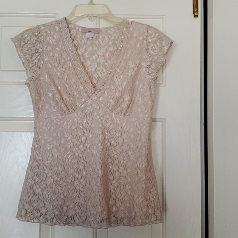OBE BEIGE LACE BLOUSE, SIZE L